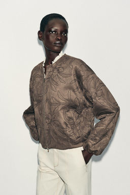 EMBROIDERED FAUX SUEDE BOMBER JACKET - Zara фото 4