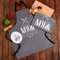 Кухонный набор (3 предмета) Любимый муж, фартук 70х60 см, прихватка 20х20 см, полотенце 35х60см
