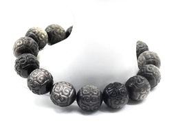 Браслет из Обсидиана шарик резной 14мм, 55г