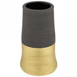 Ваза керамическая "Клео" 1,15л, д11,2см h20см, тонкокаменная керамика, д/горла - 8,7см, матовая глазурь, цвет - серый с золотом (Китай)