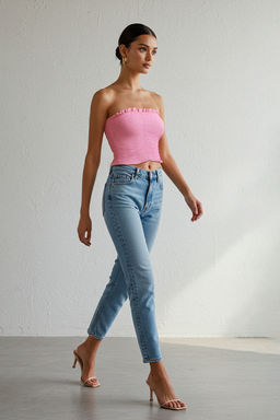 Siyah Dokulu Fitted/Vucuda Oturan Crop Buzgu/Drape Detayl? Straplez Esnek Orme Bluz TWOSS25BZ00004 - Trendyolmilla фото 12