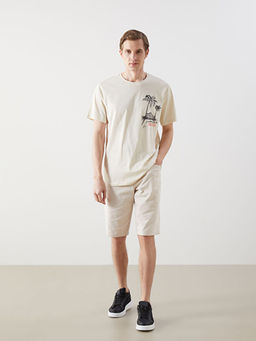 Bisiklet Yaka K?sa Kollu Bask?l? Penye Erkek Ti??rt