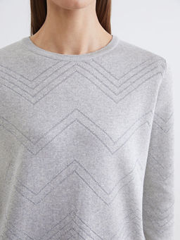 Bisiklet Yaka Desenli Kad?n Triko Kazak