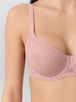 Бюстгальтер макси женский розовый с кружевом