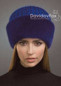 ВИДЕООБЗОР шапка Адель норка трикотаж индиго