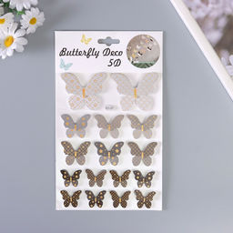 Наклейка интерьерная PVC Рой бабочек, монохром, 26?15.5 см