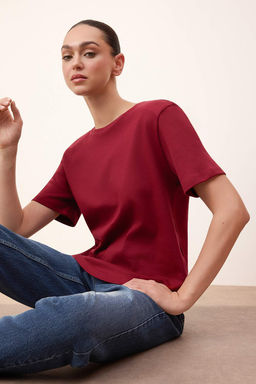 Siyah Regular/Normal Kal?p K?sa Kollu Vatkal? Interlok Orme T-Shirt TWOSS26TS00005 - Trendyolmilla фото 4