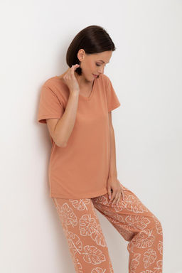 Е 20075/24/пробковое дерево,тропические листья пижама жен