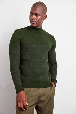 TRENDYOL MAN Haki Slim Dar Kesim Bisiklet Yaka Cizgili Triko Kazak TMNAW20LS0014 - Trendyolmilla фото 2