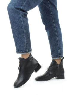 01-M43-10 BLACK Ботинки демисезонные женские (натуральная кожа)