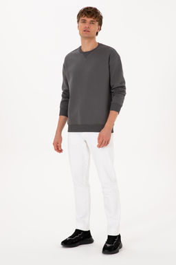 Erkek Gri Basic Sweatshirt