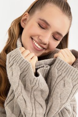 U. S. Polo Assn Женский свитер с высоким воротником из меланжевого камня - U.s. polo assn фото 4
