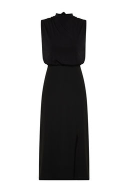 Siyah A Kesim Degaje Yaka Midi Dokuma Elbise TWOSS24EL00689 - Trendyolmilla фото 7