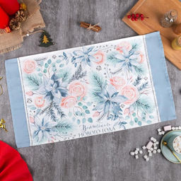 Полотенце Этель Christmas flowers 40х73 см, 100% хл, саржа 190 гр/м2