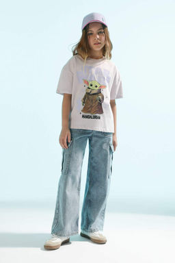 Футболка с круглым вырезом и короткими рукавами для девочек Звездные войны-Мандалорец - Defacto фото 2