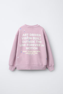 SUDADERA EFECTO LAVADO TEXTO / Rosa pastel - Zara фото 3
