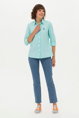 U. S. Polo Assn Женская мятная базовая рубашка с длинным рукавом - U.s. polo assn фото 4