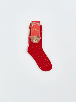 Ay? Teddy Desenli K?z ?ocuk Soket ?orap 3l?