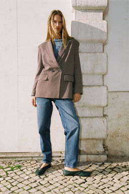 OVERSIZE DOUBLE-BREASTED CHECK BLAZER - Zara фото 9