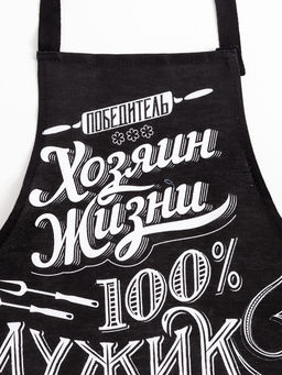 Фартук Доляна. 100% Мужик, черный, 70?60 см,100% хлопок, рогожка 160 г/м?