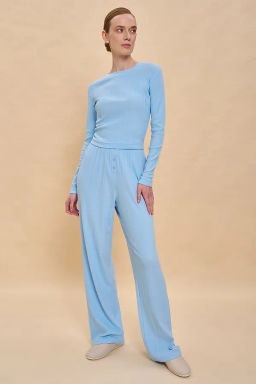 PELICAN, брюки женские, Голубой  фото 4