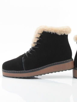 04-5606-3 BLACK Ботинки зимние женские (натуральная кожа, 100% шерсть)