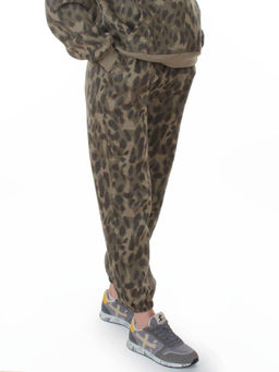 868-6 GREEN/LEOPARD Костюм спортивный зимний женский (95% хлопок, 5% полиэстер)