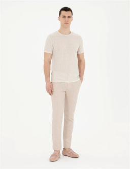 Bej Slim Fit Keten Kar___ml_ Kanvas Pantolon - Pierre cardin фото 3