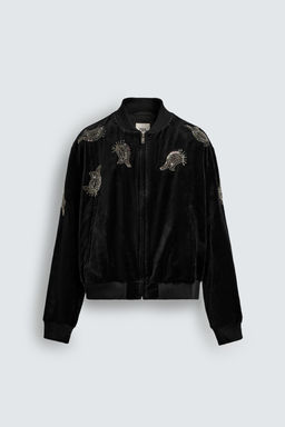 LIMITED EDITION EMBROIDERED VELVET BOMBER JACKET - Zara фото 8