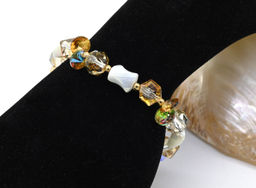 Браслет с цирконом цв.карамельный, 16см