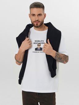 Футболка мужская белая с принтом