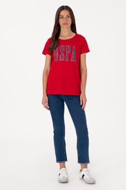 Kad_n K_rm_z_ Bisiklet Yaka Ti__rt Sepette S_rpriz _ndirim - U.s. polo assn фото 4