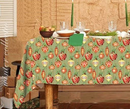 Скатерть Елочные игрушки 150*180см. рогожка хлопок 100%