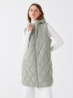 Kap??onlu Kendinden Desenli Kad?n ?i?me Yelek