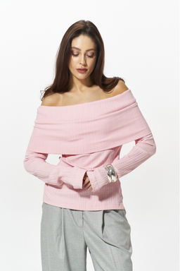 Лонгслив с открытыми плечами Pink