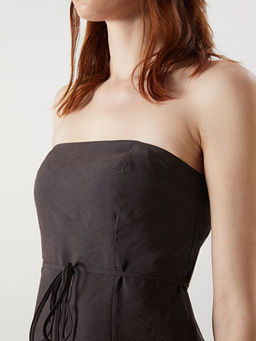 Straplez Yaka ?pli Crop