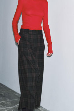 ZW COLLECTION CHECKED WOOL BLEND TROUSERS - Zara фото 5