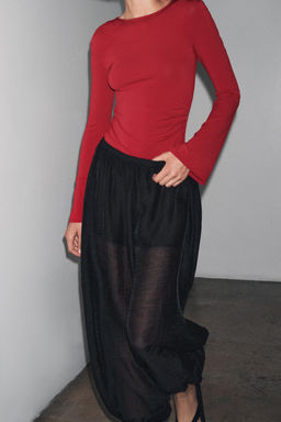 LONG SLEEVE GATHERED T-SHIRT - Zara фото 4