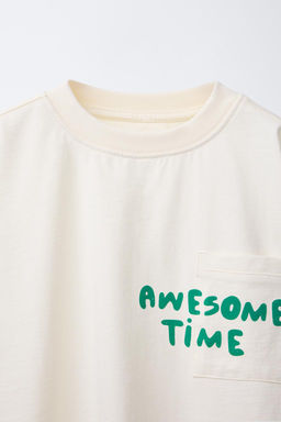 T-SHIRT WITH SLOGAN POCKET - Zara фото 3