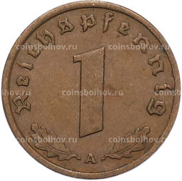 Монета 1 рейхспфенниг 1938 года A Германия
