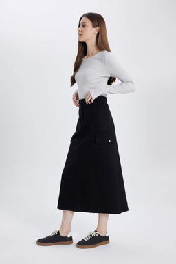 Длинная юбка из габардина карго - Defacto фото 6