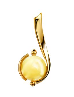 Нежная подвеска с натуральным медовым янтарём Сфера