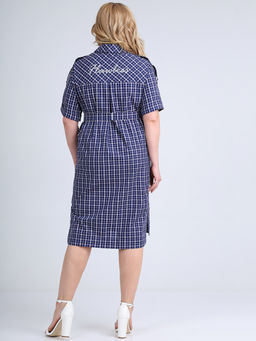 Платье-рубашка летнее в клетку с коротким рукавом - Almond фото 6