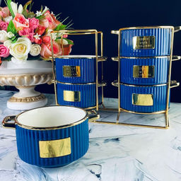 106-337 Набор из 6 бульонниц 500мл MULTICOLOR на подставке в под.уп.(х8)Фарфор - Lenardi фото 2