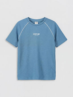 Bisiklet Yaka Bask?l? Erkek ?ocuk Ti??rt