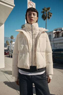 FAUX SHEARLING HOOD WATER-REPELLENT WINDPROOF ANORAK - Zara фото 14