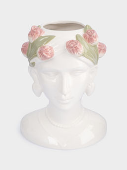 Ваза для цветов, 30 см, керамика, молочная, Женщина с тюльпанами, Tulip - Anna lafarg фото 2