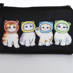 Сумка детская спортивная для девочки «Котята в шапках», 40×24×21, отдел на молнии, чёрный