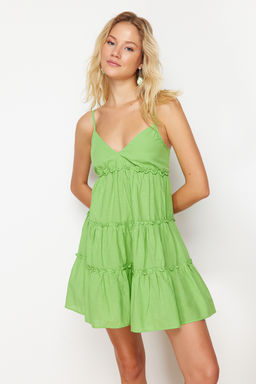 TRENDYOLMILLA Siyah Mini Dokuma %100 Pamuklu Plaj Elbisesi TBESS24EL00069