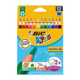 Набор цветных карандашей Bic Evolution triangle утолщенные 12 цв. трехгран. корп. пластик карт.уп.